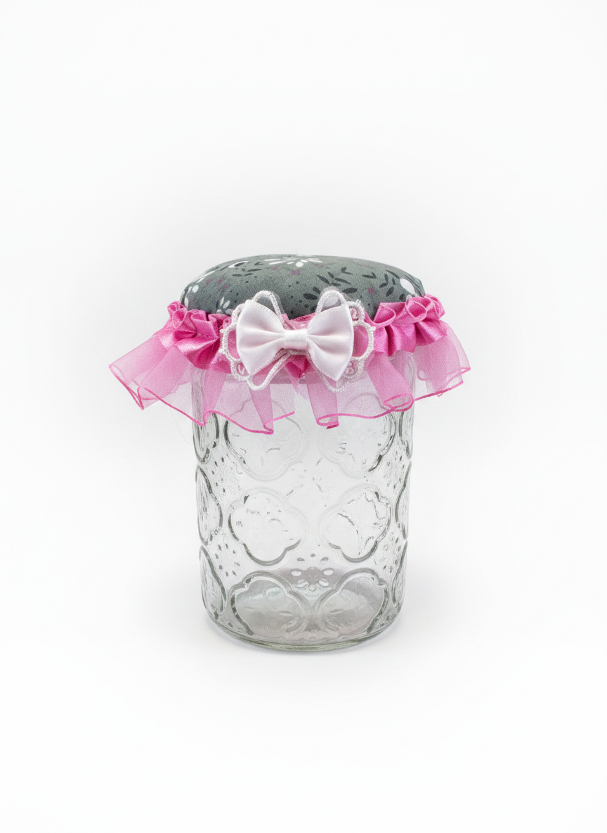 Pamper Jar - Fill with a soap/bath bomb/wax - Green floral with pink trim