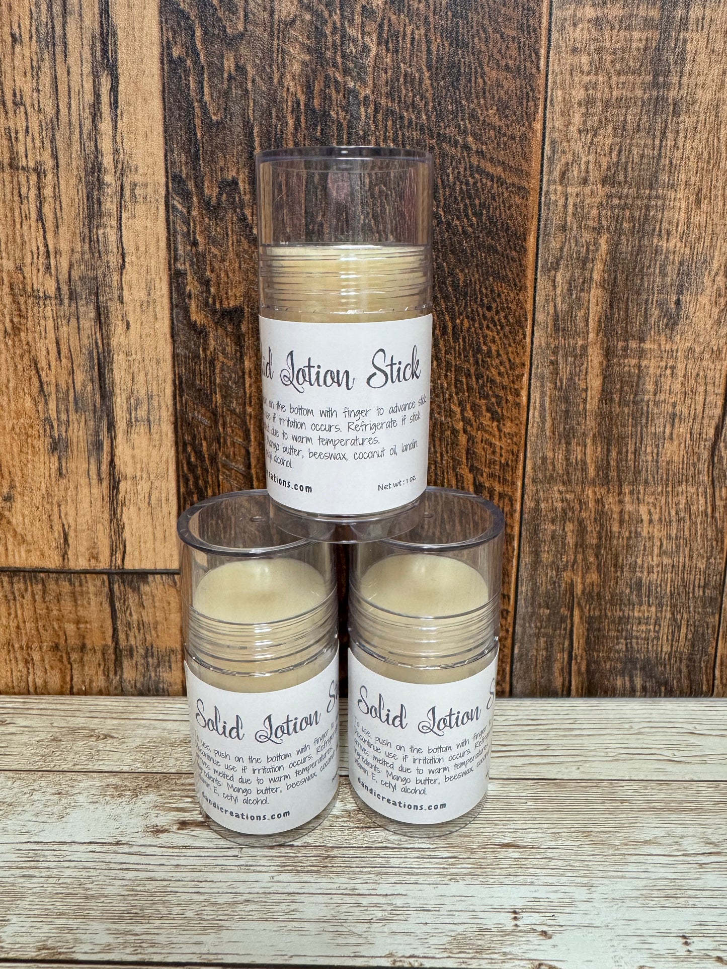 Solid Lotion Stick with mango butter, lanolin, and vitamin E for deep hydration and dry skin care