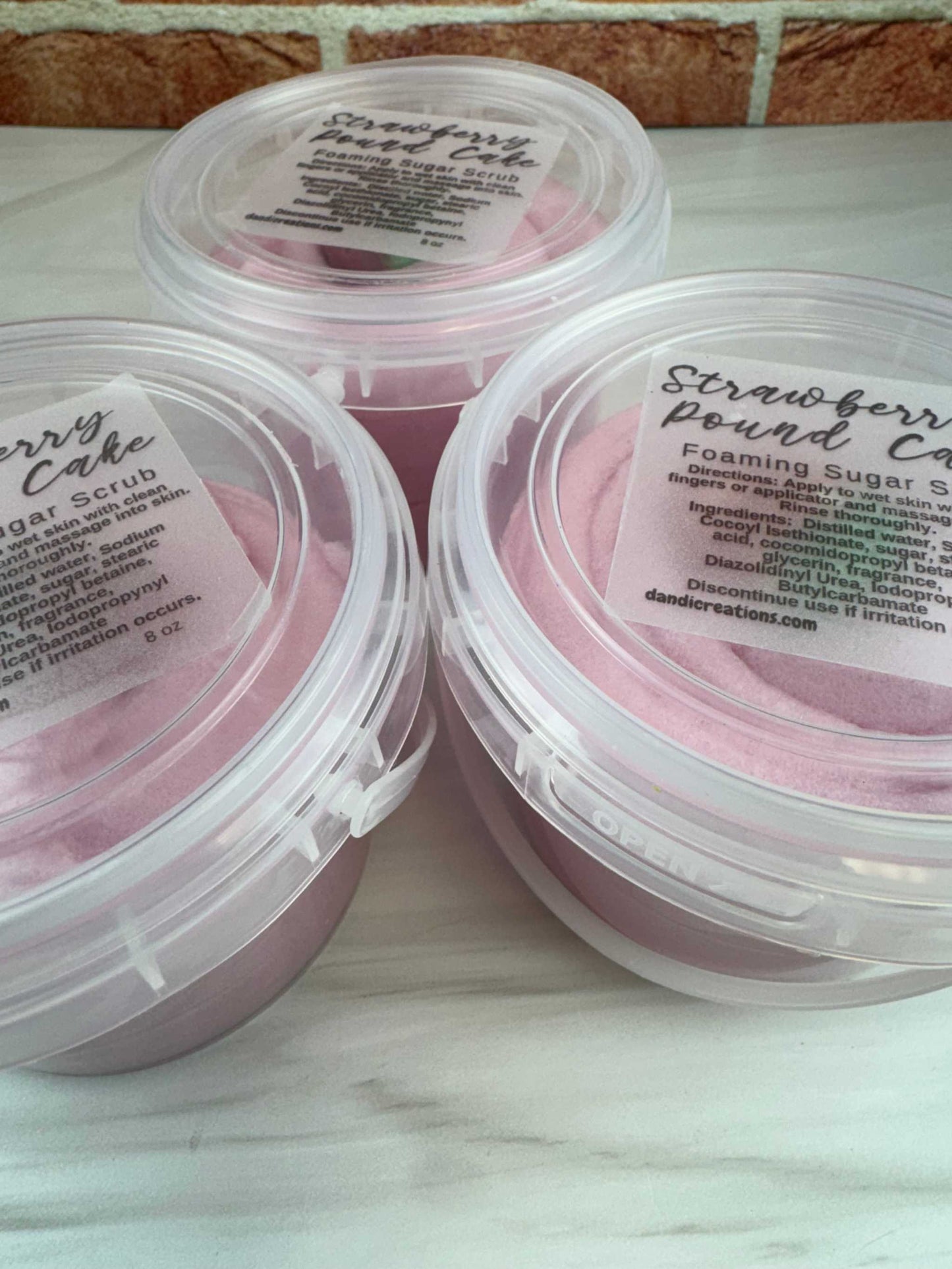 Foaming Sugar Scrub - Strawberry Pound Cake - Whipped Soap for Skin