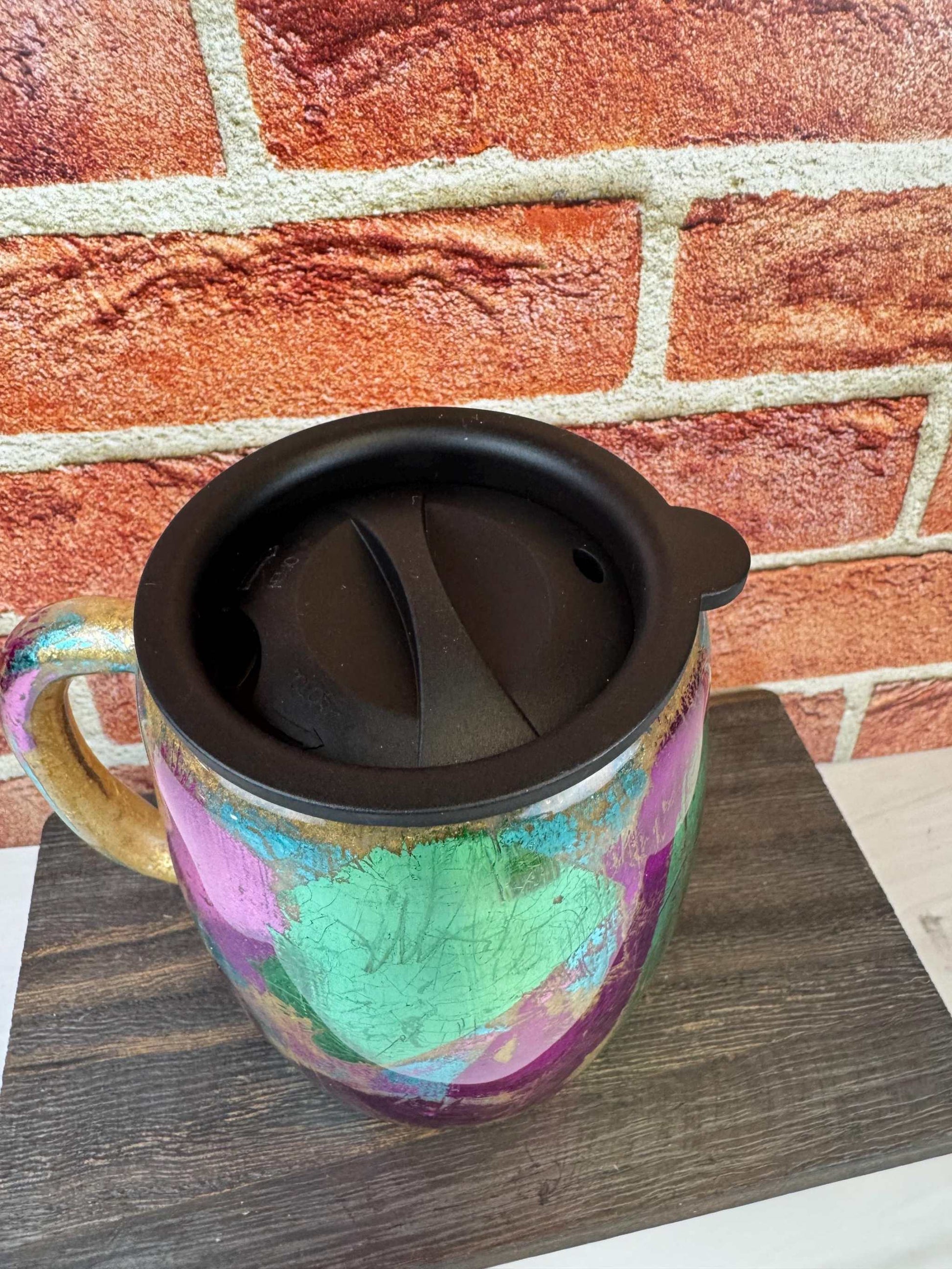 Multicolor Coffee Mug: 14oz Double-Wall Insulated Traveler Cup | Unique Design