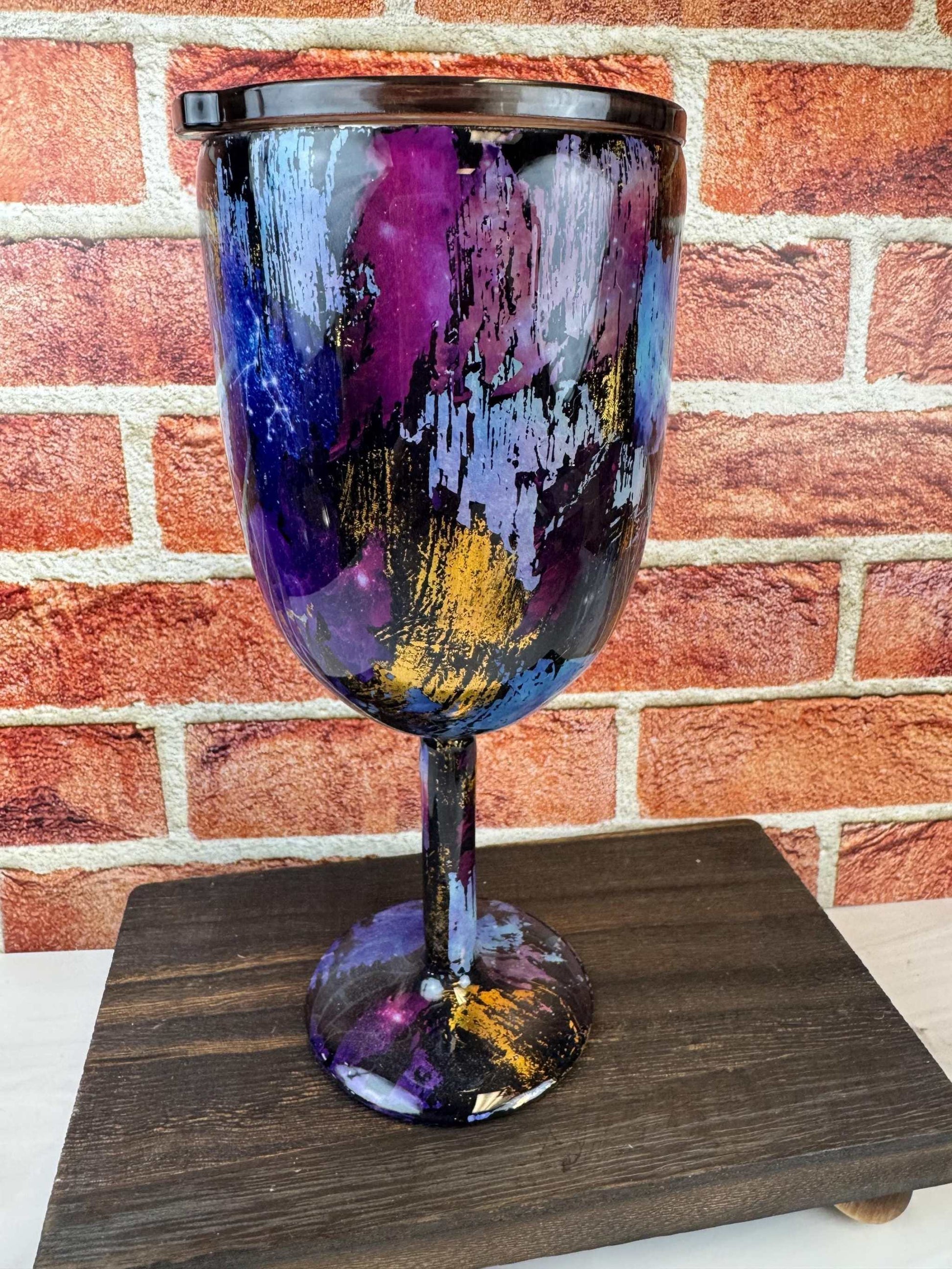 Black Wine Glass: Multi-Colored Double-Wall Insulated Tumbler with Lid