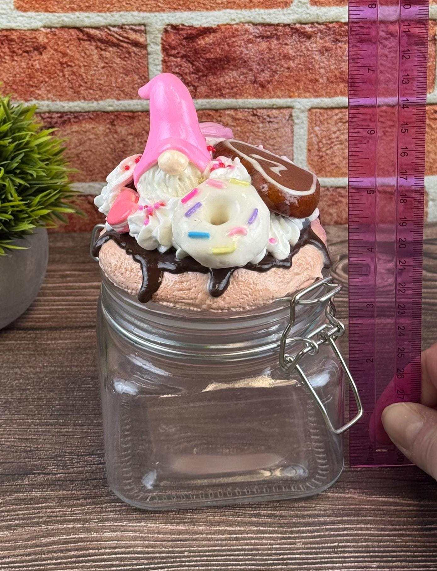 Gnome Candy Jar - Faux Cookie and Donut Treat Storage with Whimsy