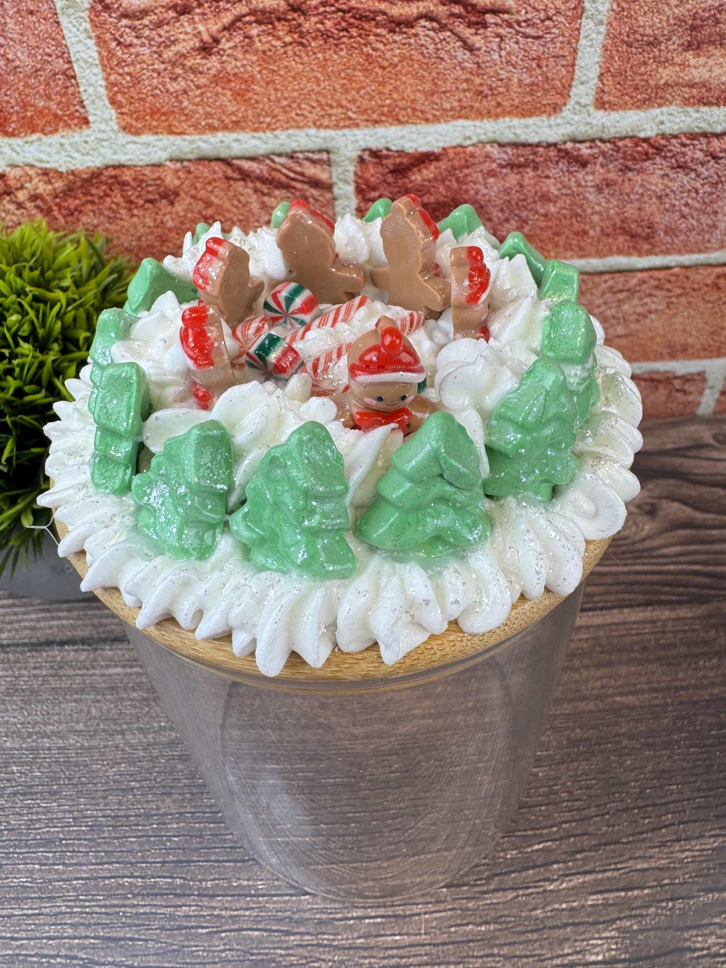 Christmas Jar Decor with gingerbread and Christmas tree accents for holiday tiered tray decoration