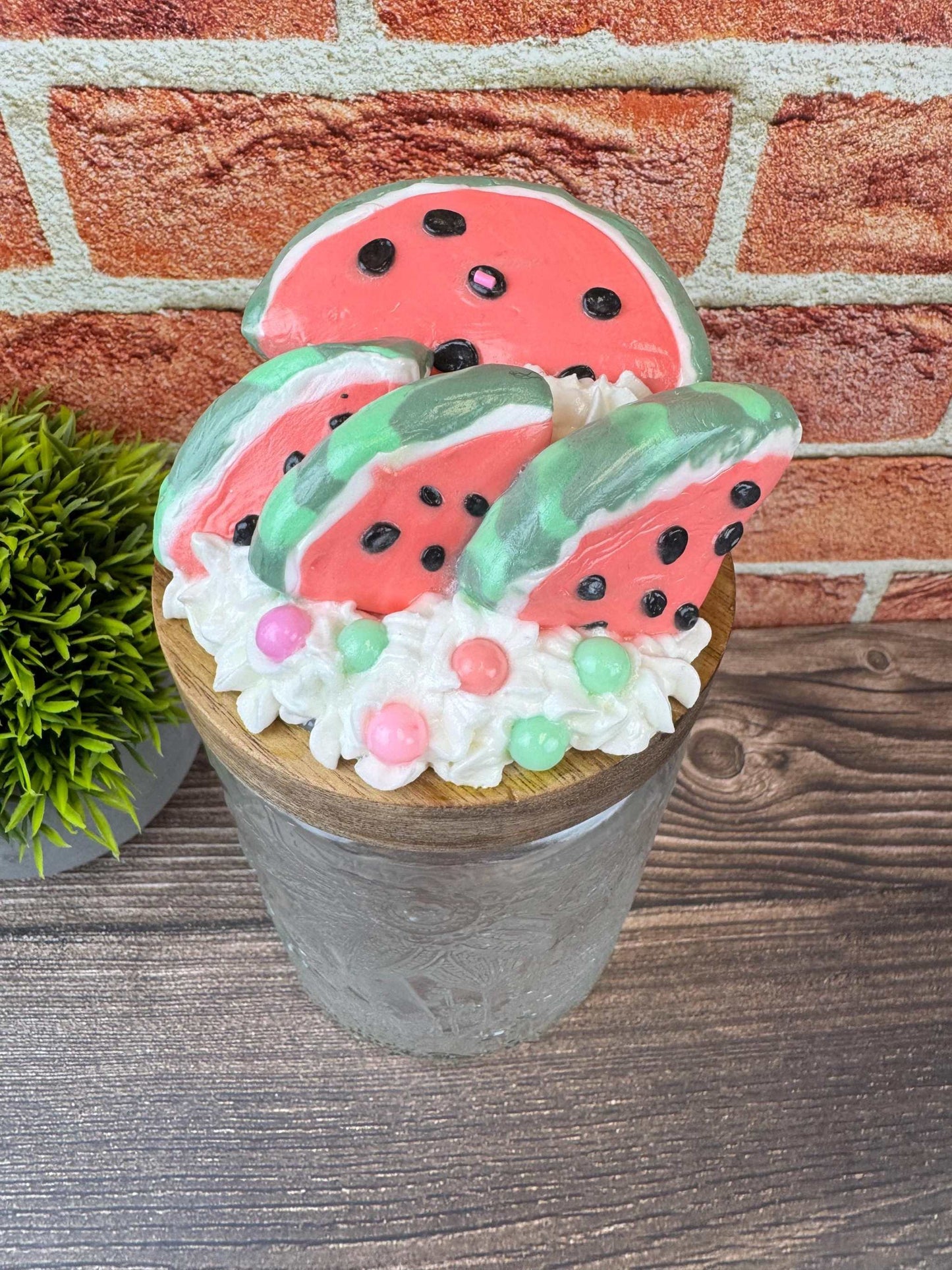 Faux Watermelon Treat Jar-Candy Jar Decor for Summer & Kitchen Storage