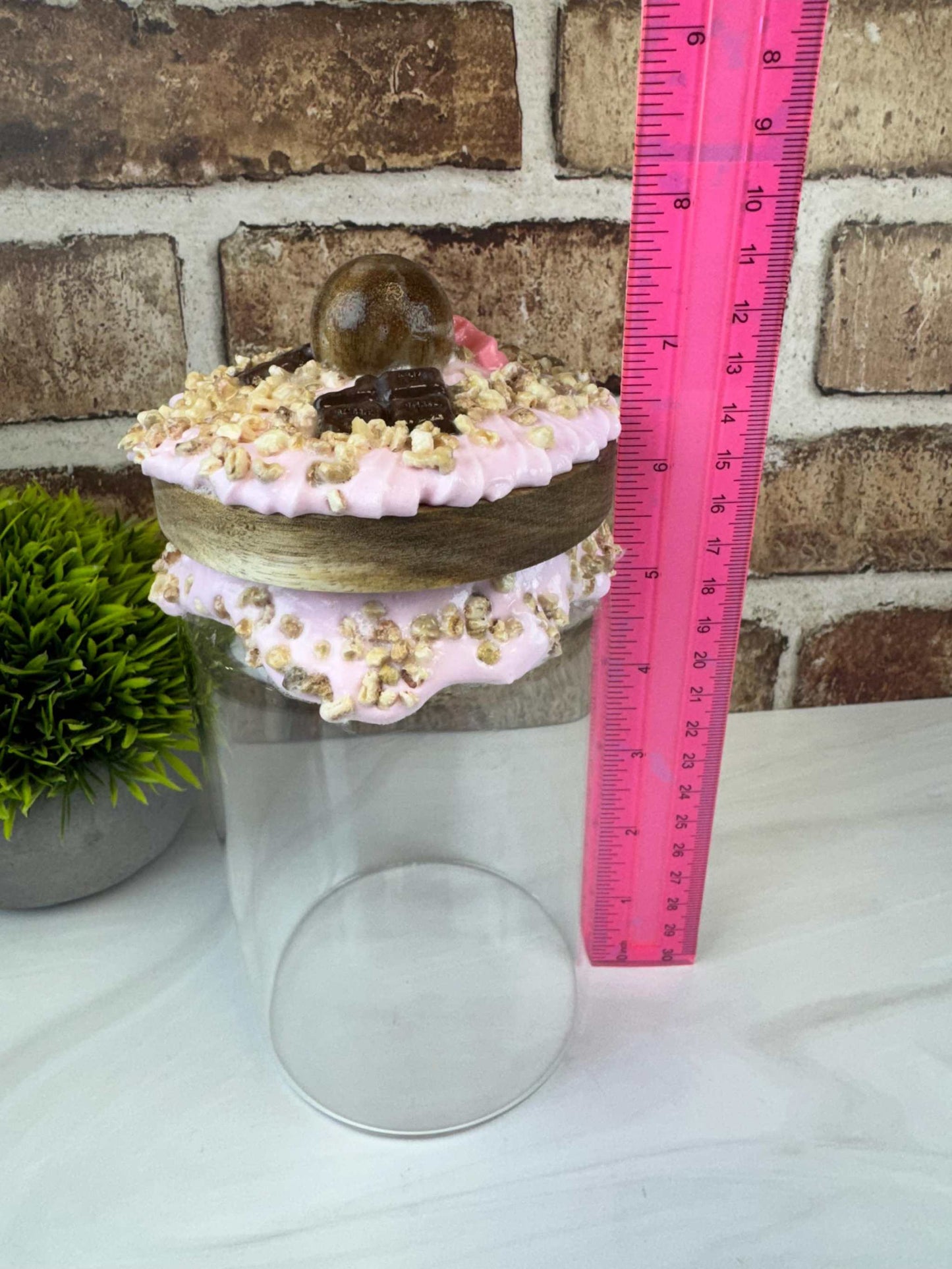 Faux Chocolate Nuts Jar - Playful Decor with Whipped Topping & Candies