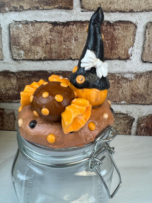 Pumpkin Witch Hat Candy Jar - Festive Fall Decorative Storage Solution