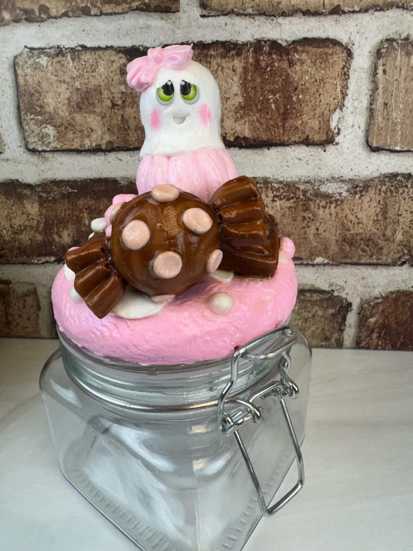 Ghost Treat Jar: Hand-Painted Faux Ghost Cookies & Candies Storage
