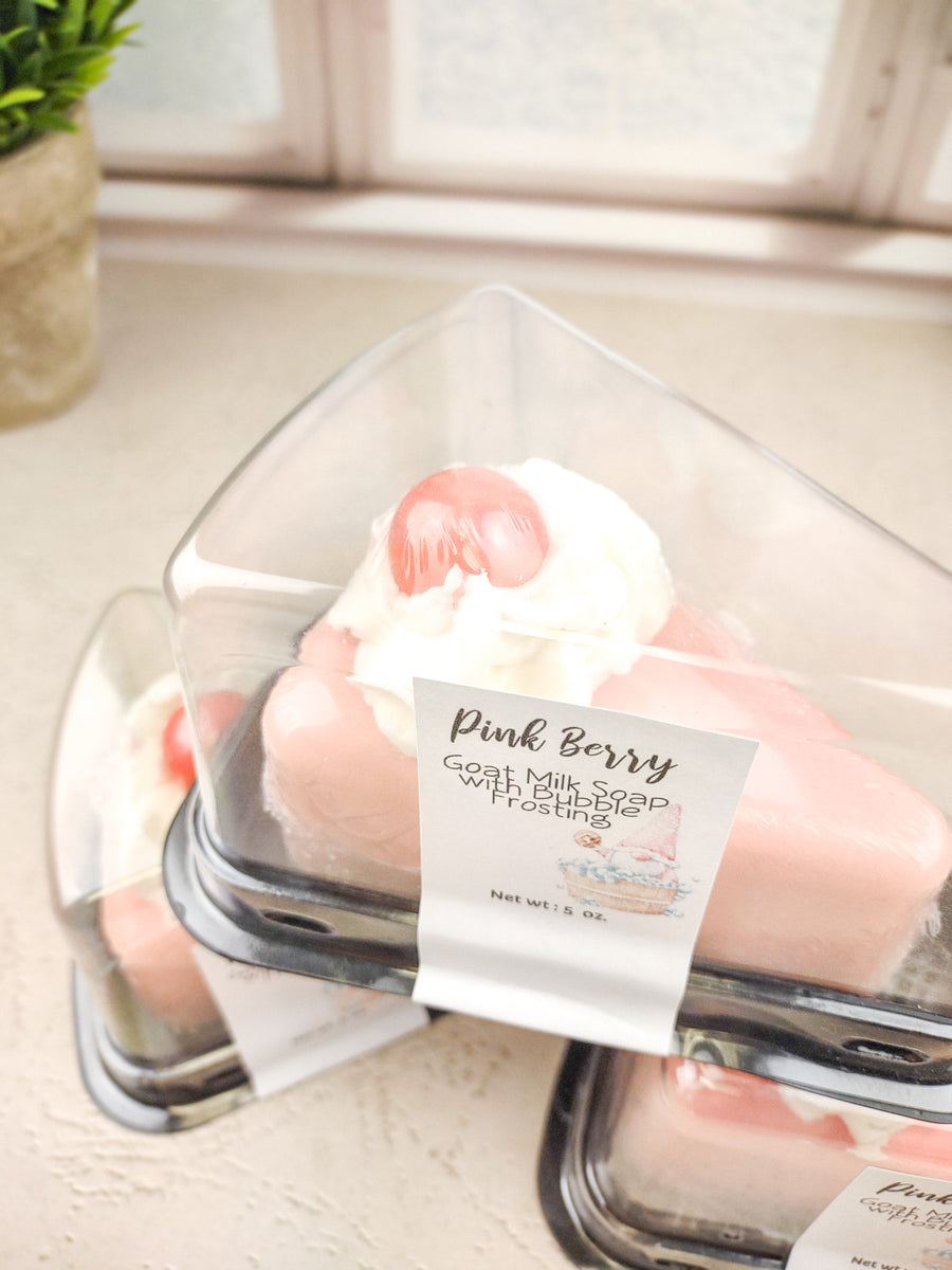 Goat Milk Soap Cake Slice - Pink Berry