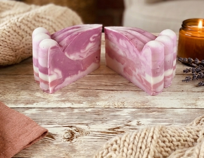 Goat Milk Soap-Cake Slice-Pink Berry-Detergent Free