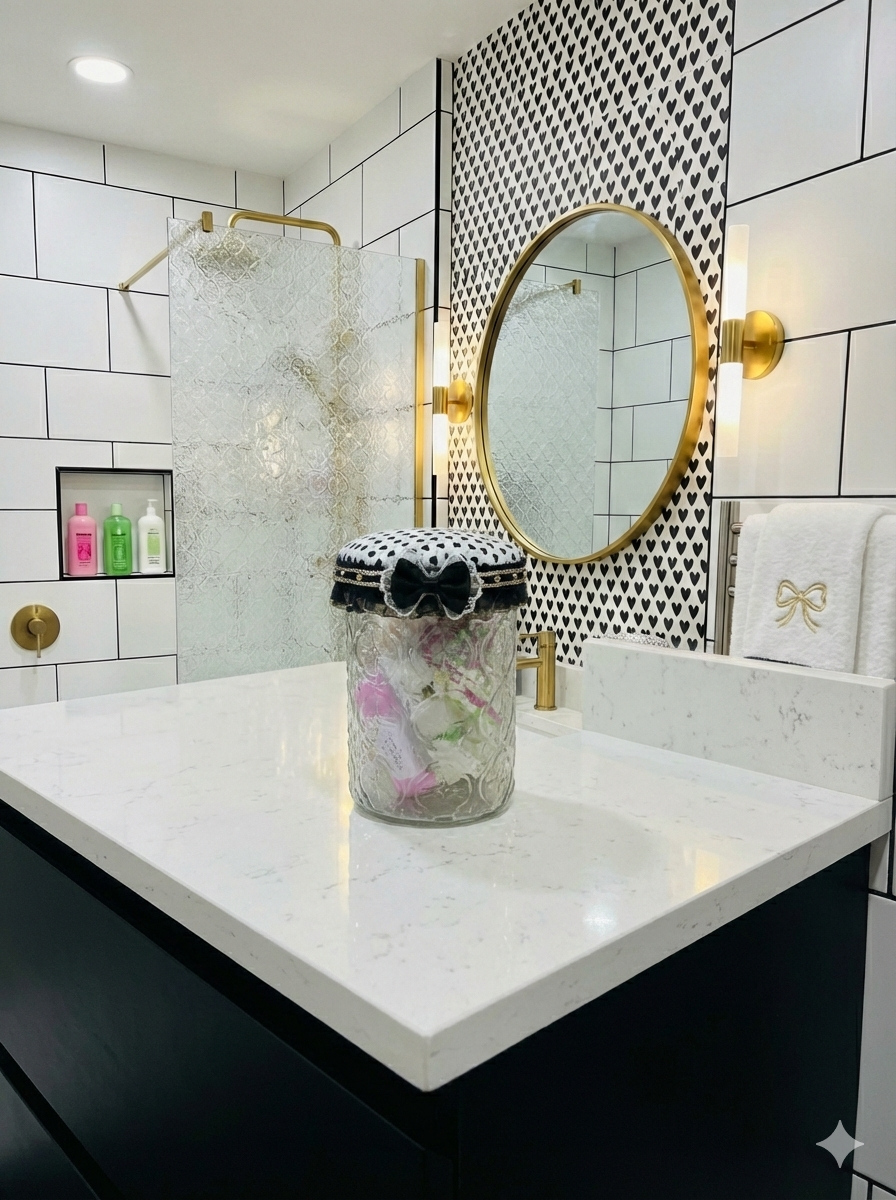 Pamper Jar - Black/White/Gold - Soap-Bath Bomb-Wax