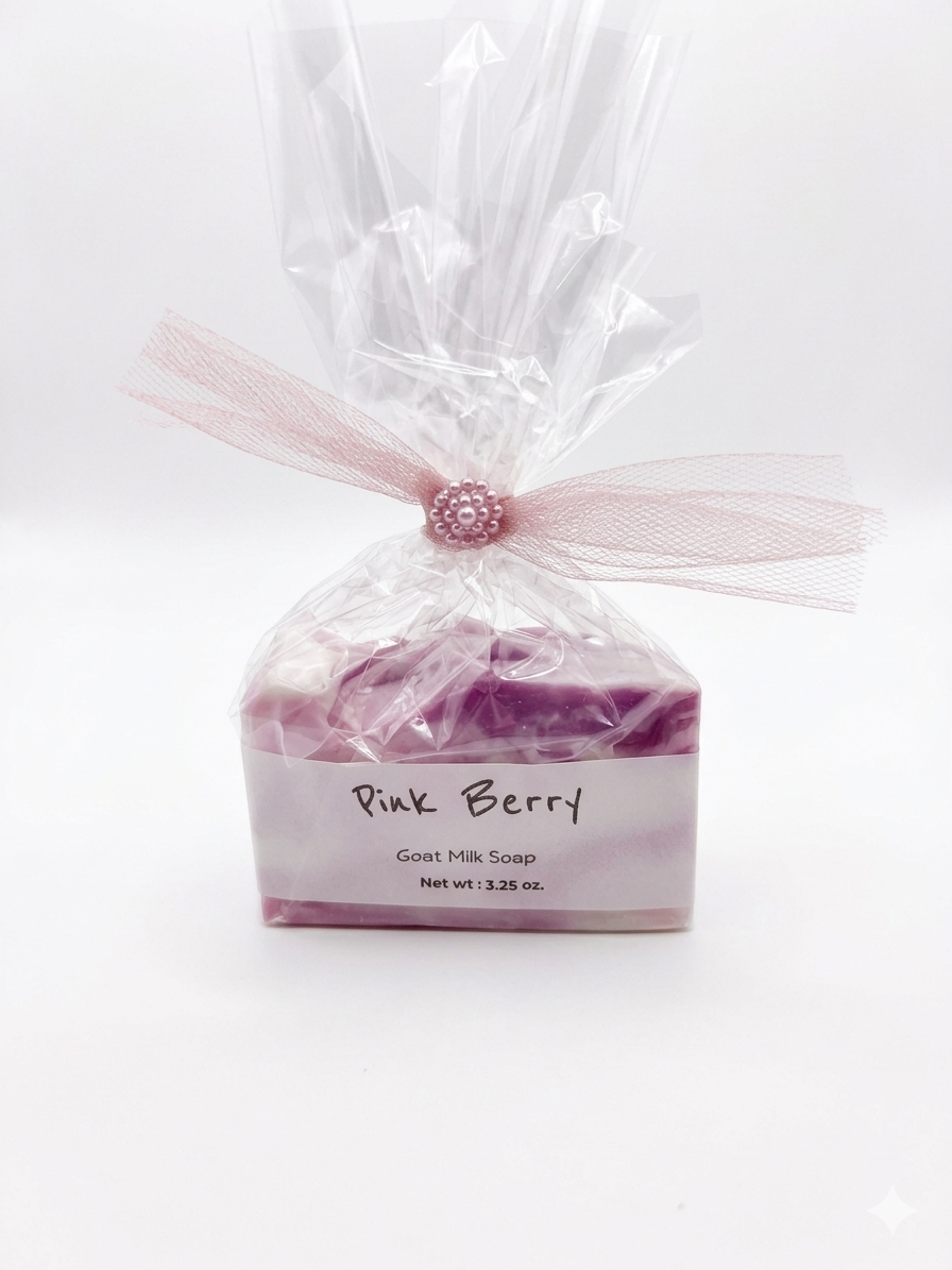 Goat Milk Soap-Cake Slice-Pink Berry-Detergent Free