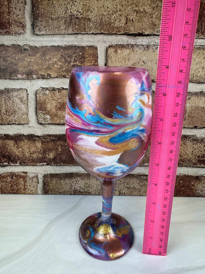 Wine Glass - Pink with Bronze White | Elegant Handcrafted Wine Glass