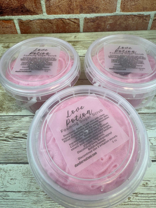 Foaming Sugar Scrub - Love Potion- Whipped Soap for Smooth Exfoliation