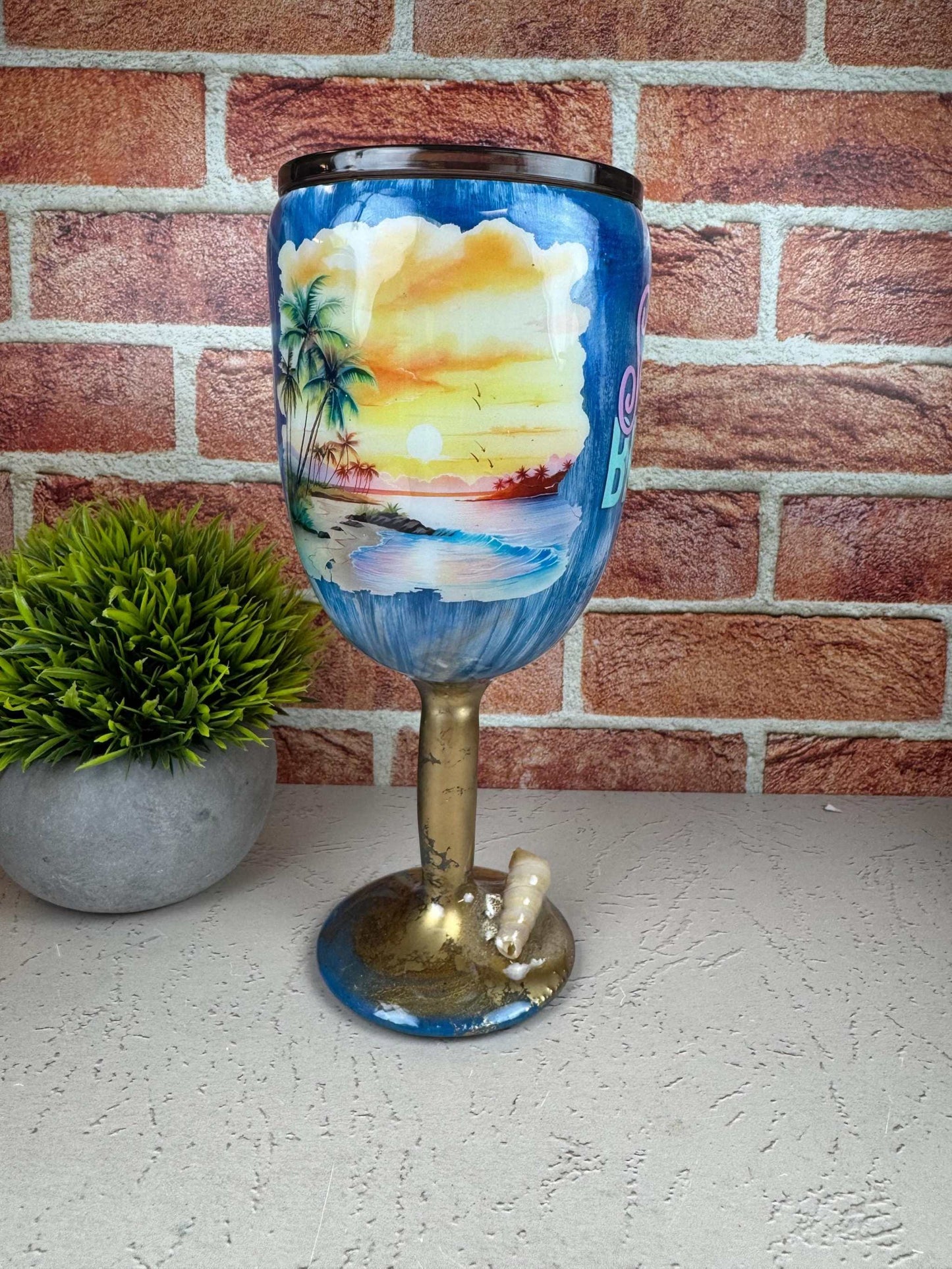 Salty Beach Wine Glass: Insulated Tumbler - Stainless Steel