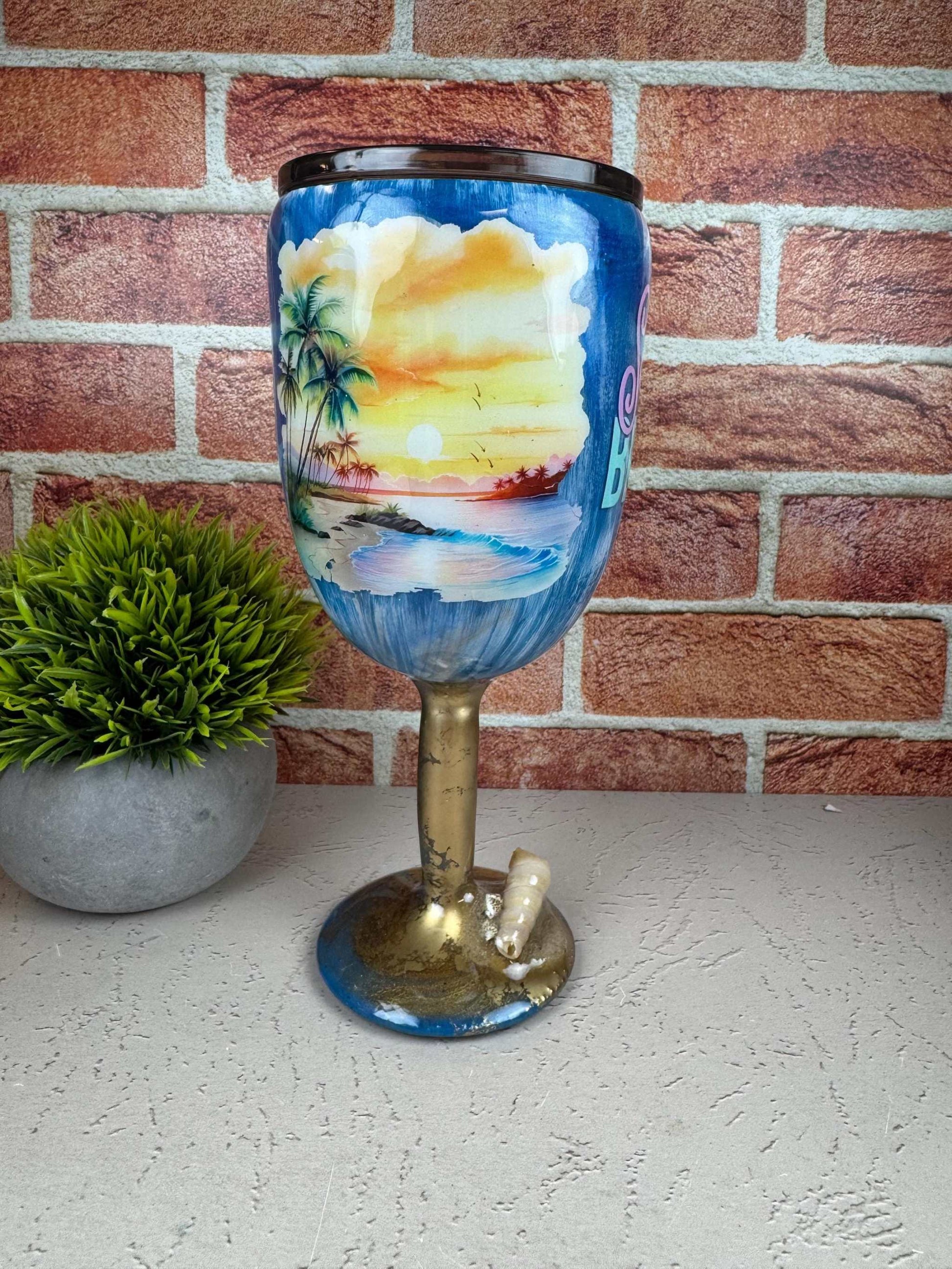 Salty Beach Wine Glass: Insulated Tumbler - Stainless Steel