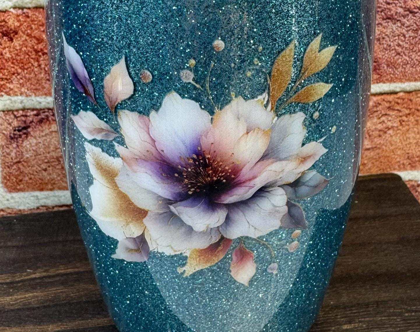 Blue Floral Tumbler - Insulated Stainless Steel Cup for On-the-Go Use