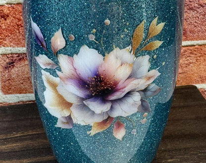 Blue Floral Tumbler - Insulated Stainless Steel Cup for On-the-Go Use