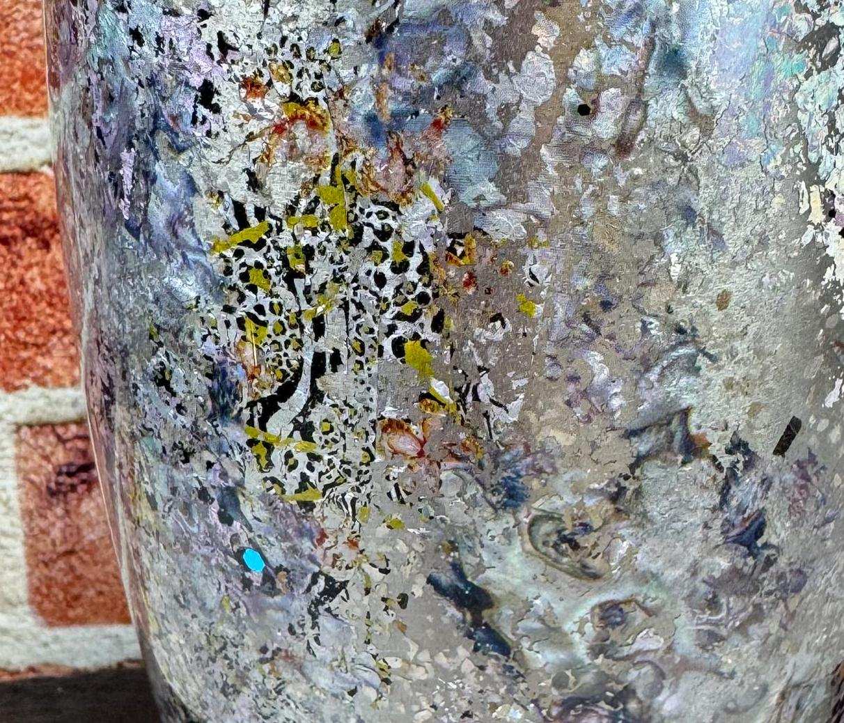 Silver Tumbler with Patches of Color: Double-Wall Insulated Cup 