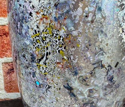 Silver Tumbler with Patches of Color: Double-Wall Insulated Cup 