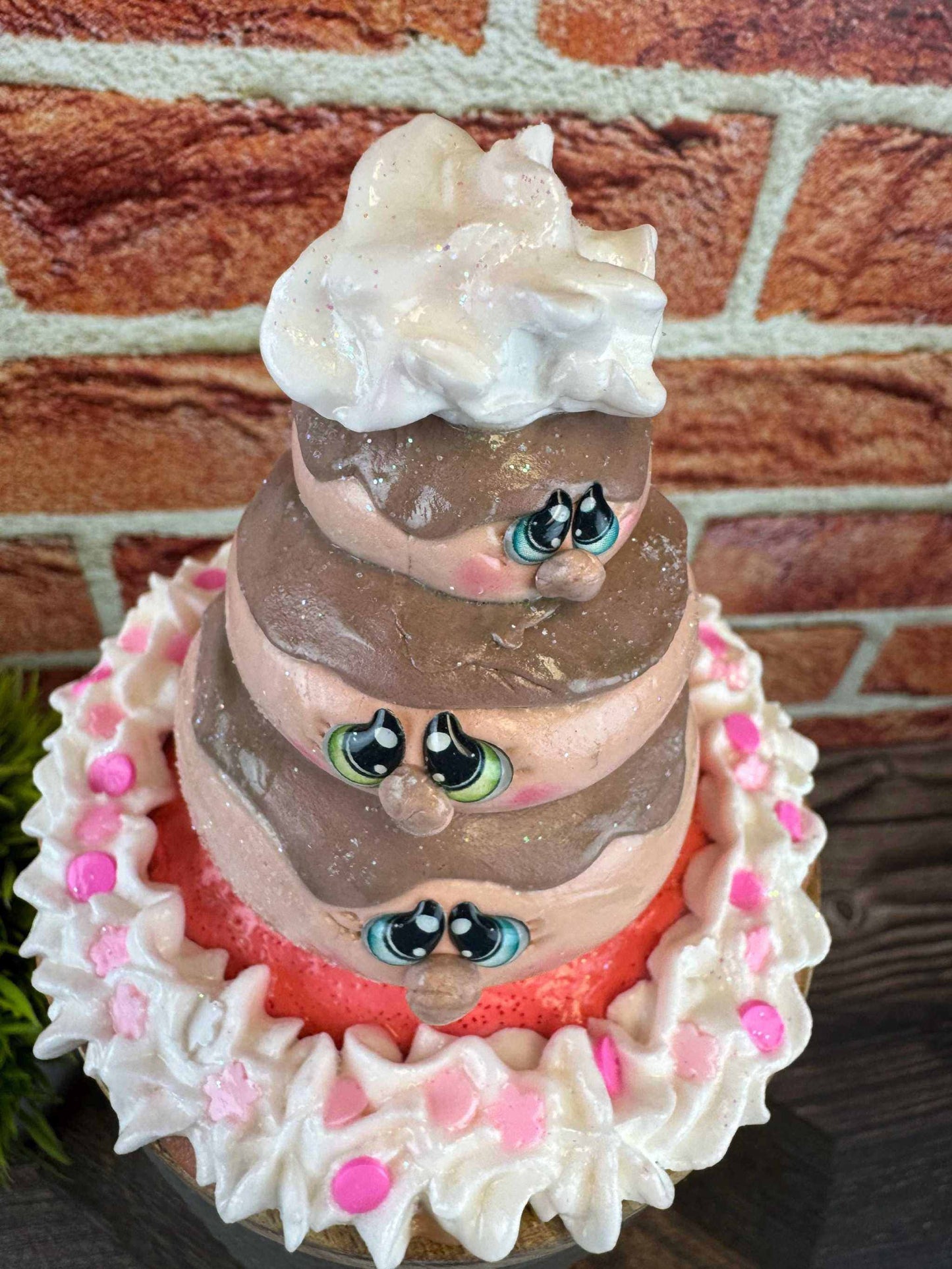 Donut Treat Jar Decor with Stacked Faux Donuts - Fake Food Display