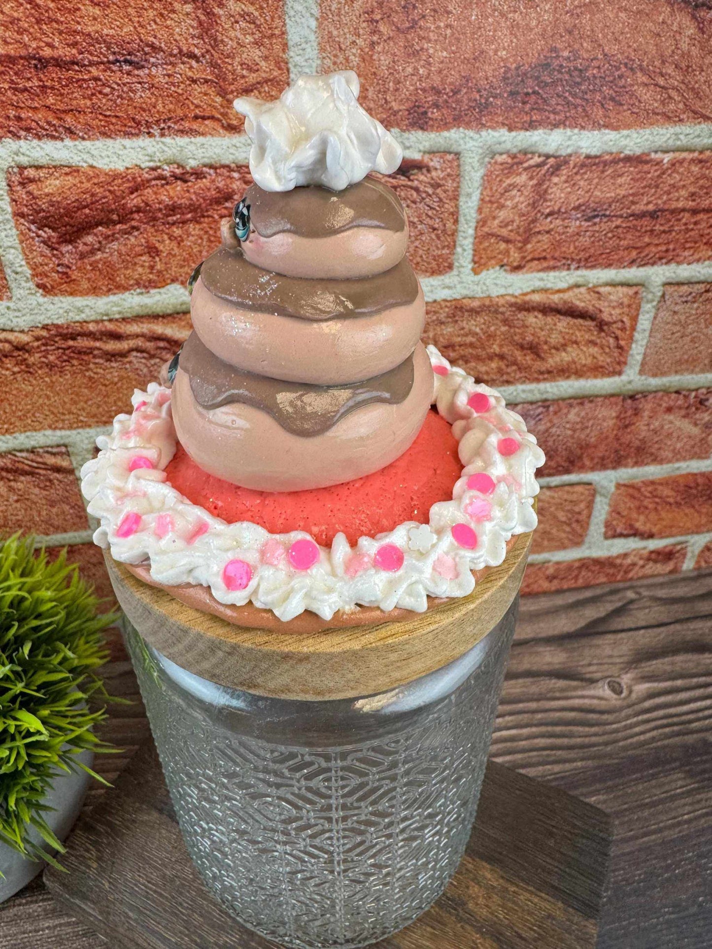 Donut Treat Jar Decor with Stacked Faux Donuts - Fake Food Display