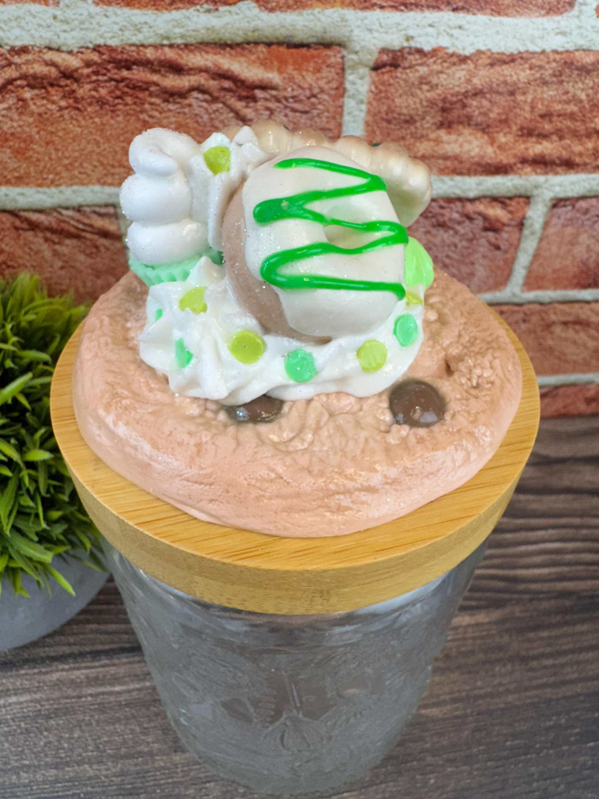 Faux Chocolate Chip Cookie Sweets Jar with decorative lid for kitchen decor and storage