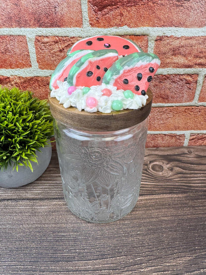 Faux Watermelon Treat Jar-Candy Jar Decor for Summer & Kitchen Storage