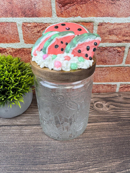 Faux Watermelon Treat Jar-Candy Jar Decor for Summer & Kitchen Storage