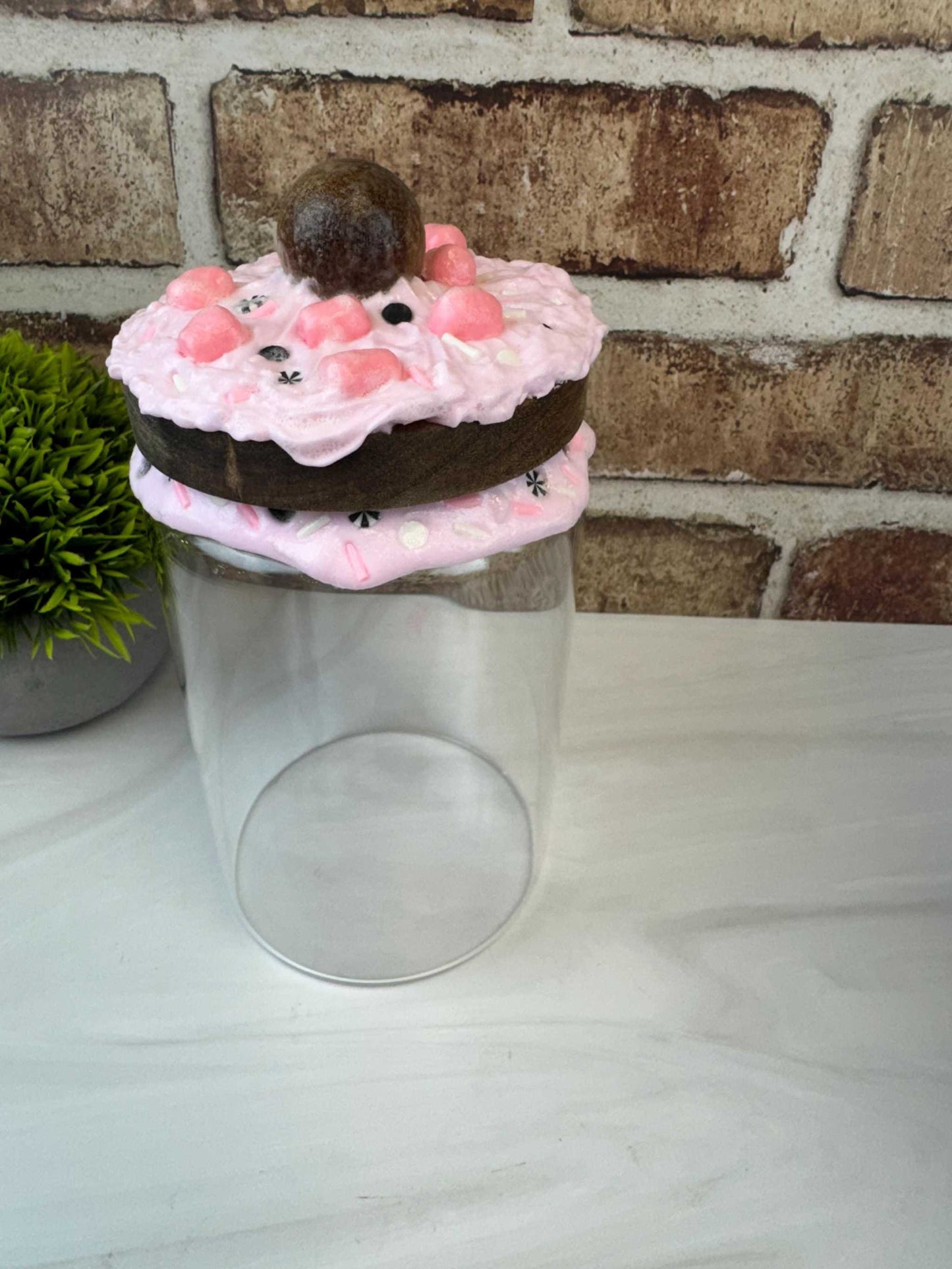 Whimsical Treat Jar - Pink Marshmallow with Sprinkles for Home Decor