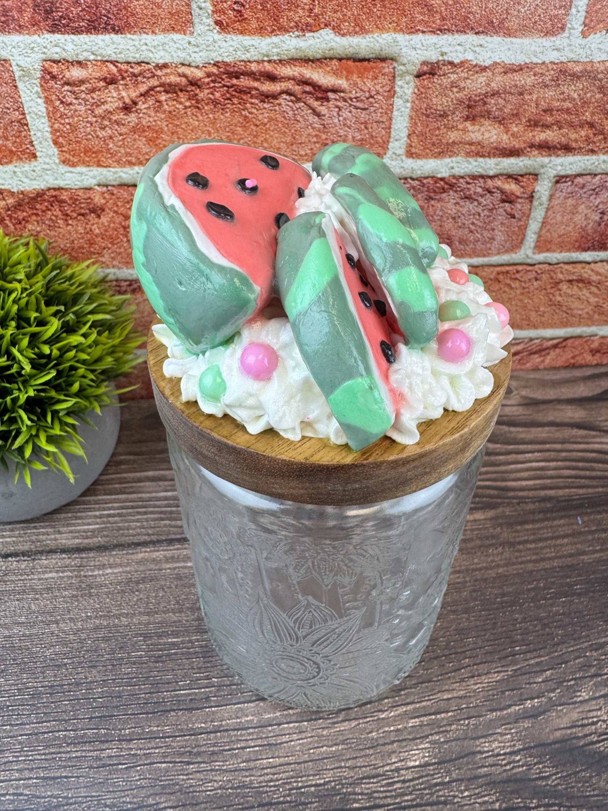 Faux Watermelon Treat Jar-Candy Jar Decor for Summer & Kitchen Storage