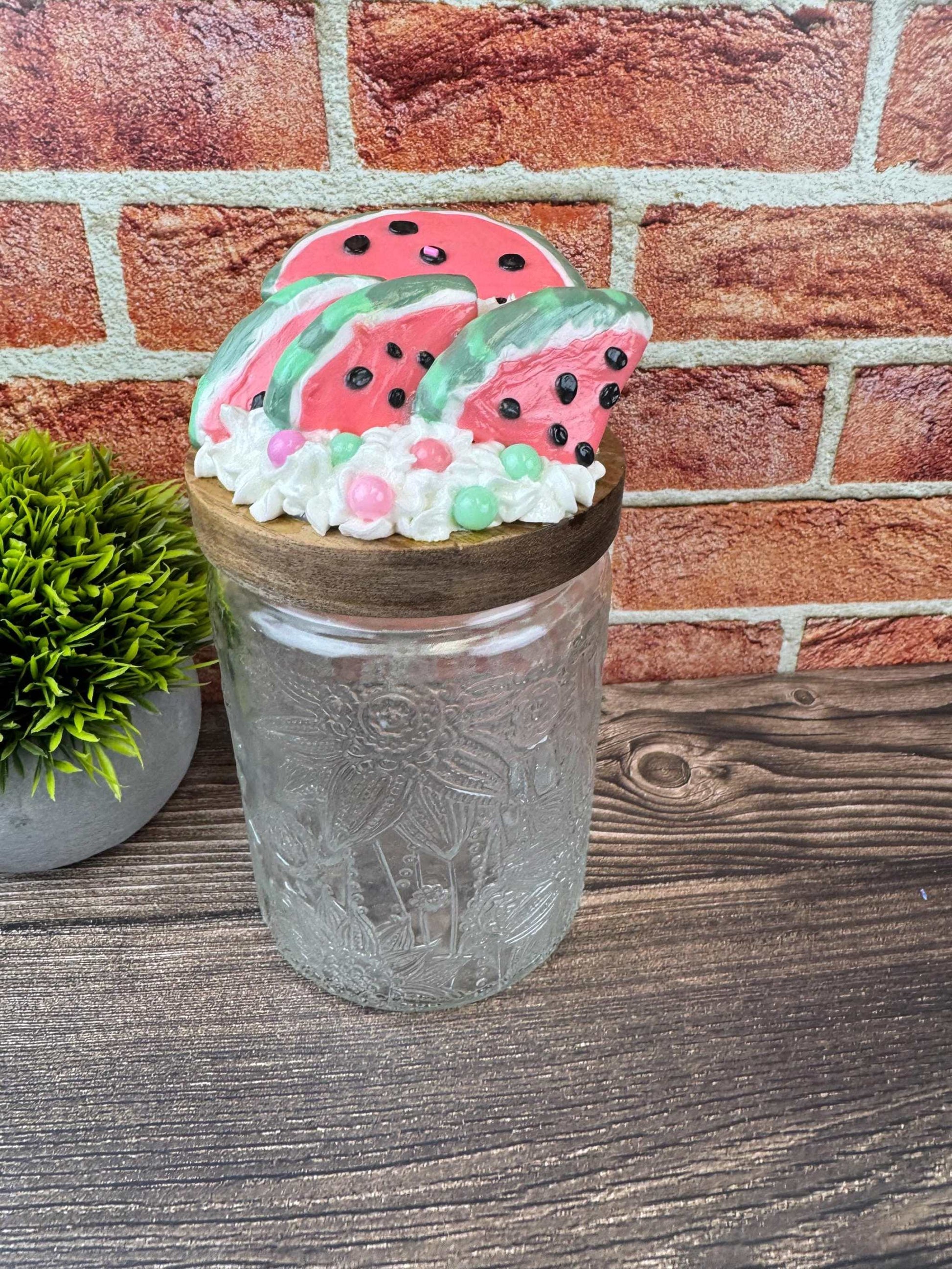 Faux Watermelon Treat Jar-Candy Jar Decor for Summer & Kitchen Storage