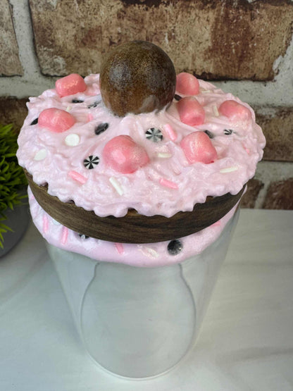 Whimsical Treat Jar - Pink Marshmallow with Sprinkles for Home Decor