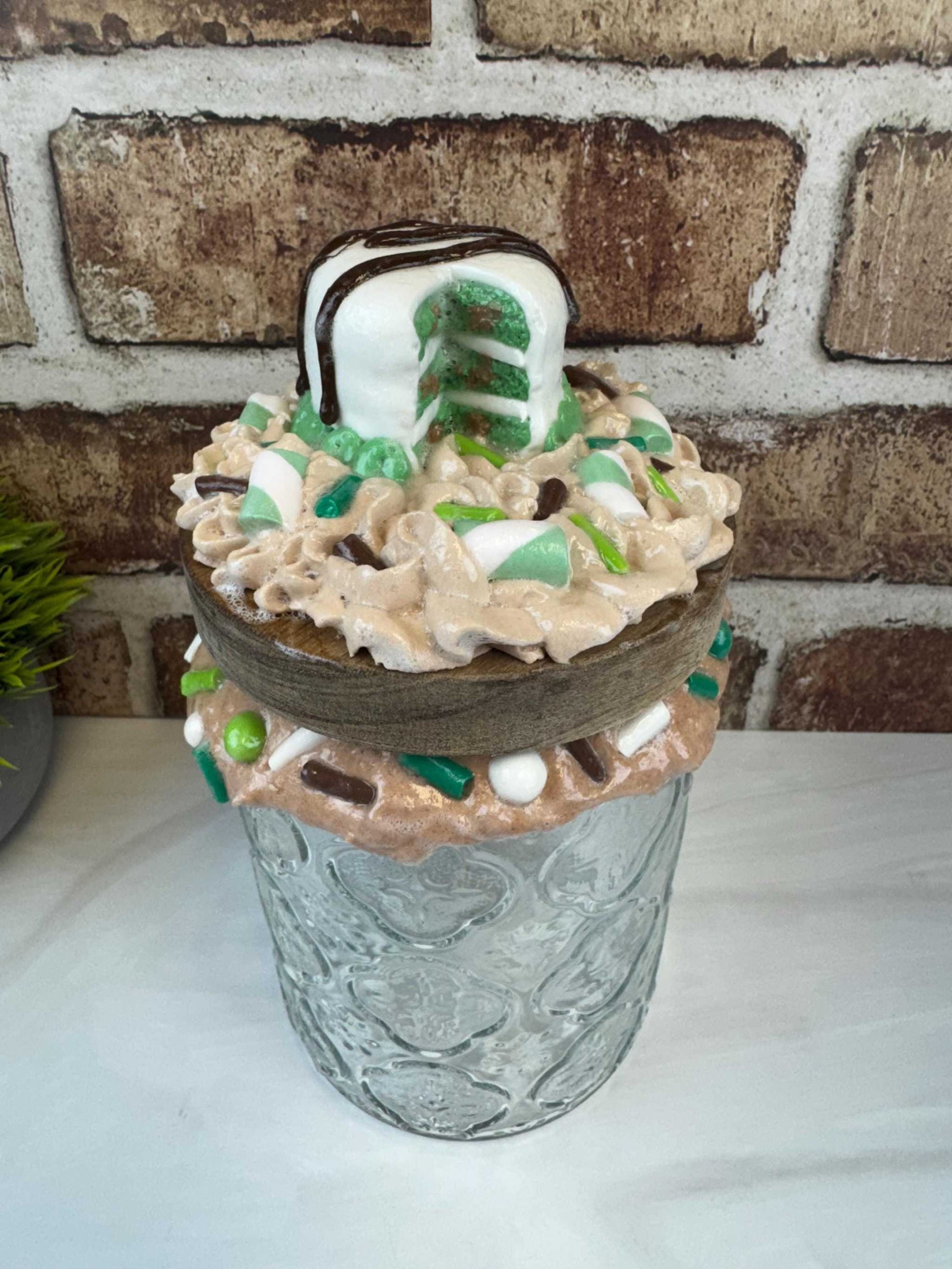 Mint Chocolate Chip Cake Jar - Kitchen Decor & Storage Solution-Treats