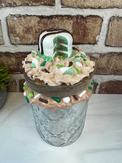Mint Chocolate Chip Cake Jar - Kitchen Decor & Storage Solution-Treats