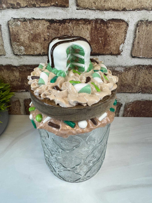 Mint Chocolate Chip Cake Jar - Kitchen Decor & Storage Solution-Treats