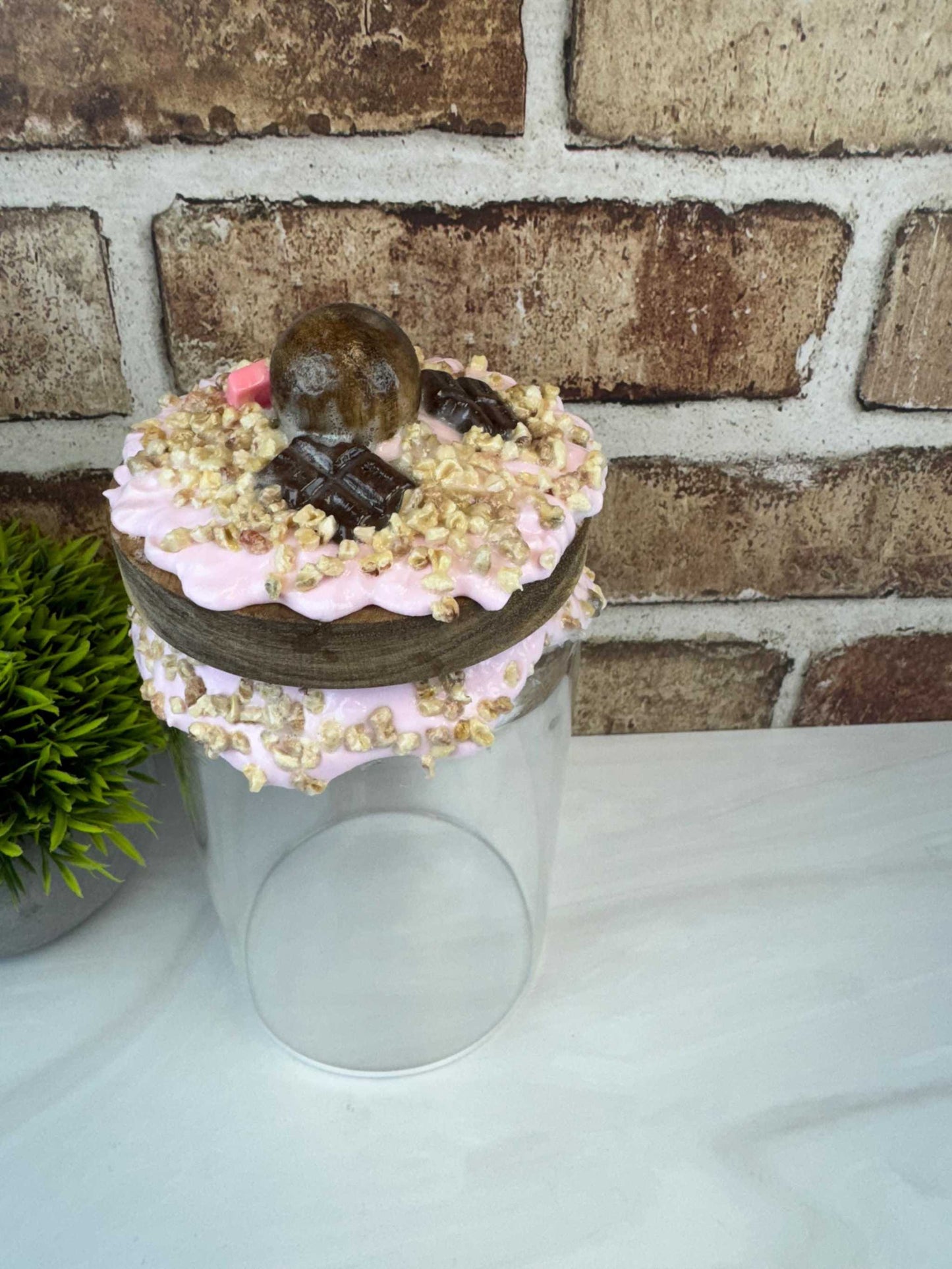 Faux Chocolate Nuts Jar - Playful Decor with Whipped Topping & Candies