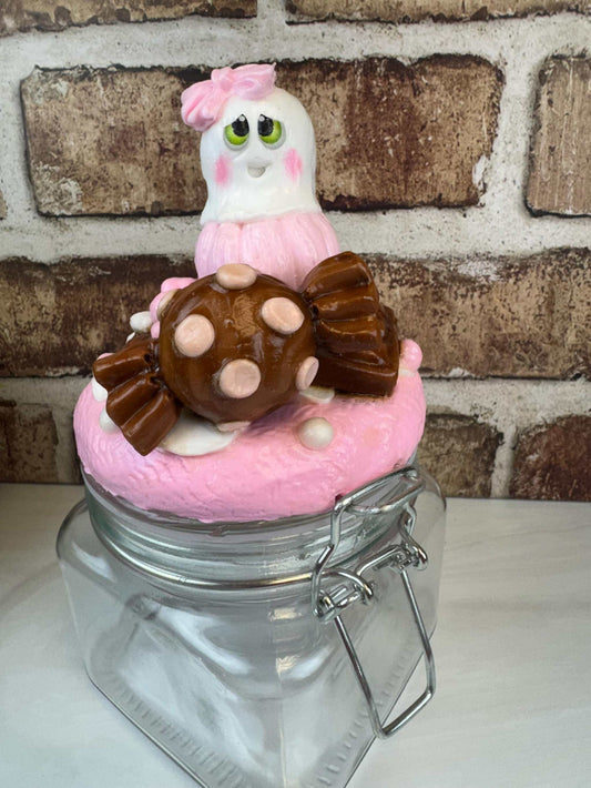 Ghost Treat Jar: Hand-Painted Faux Ghost Cookies & Candies Storage 