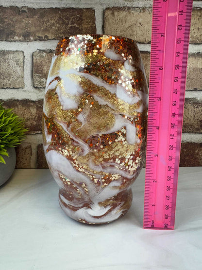 Elegant Glass Vase - Swirl Designs with Glitter Accents - Home Decor