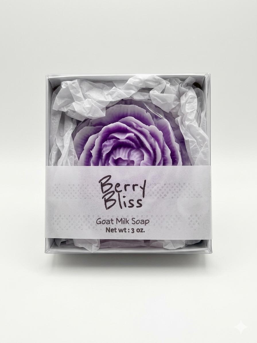 Goat Milk Soap Flower-Berry Bliss-Detergent Free Handmade Bar