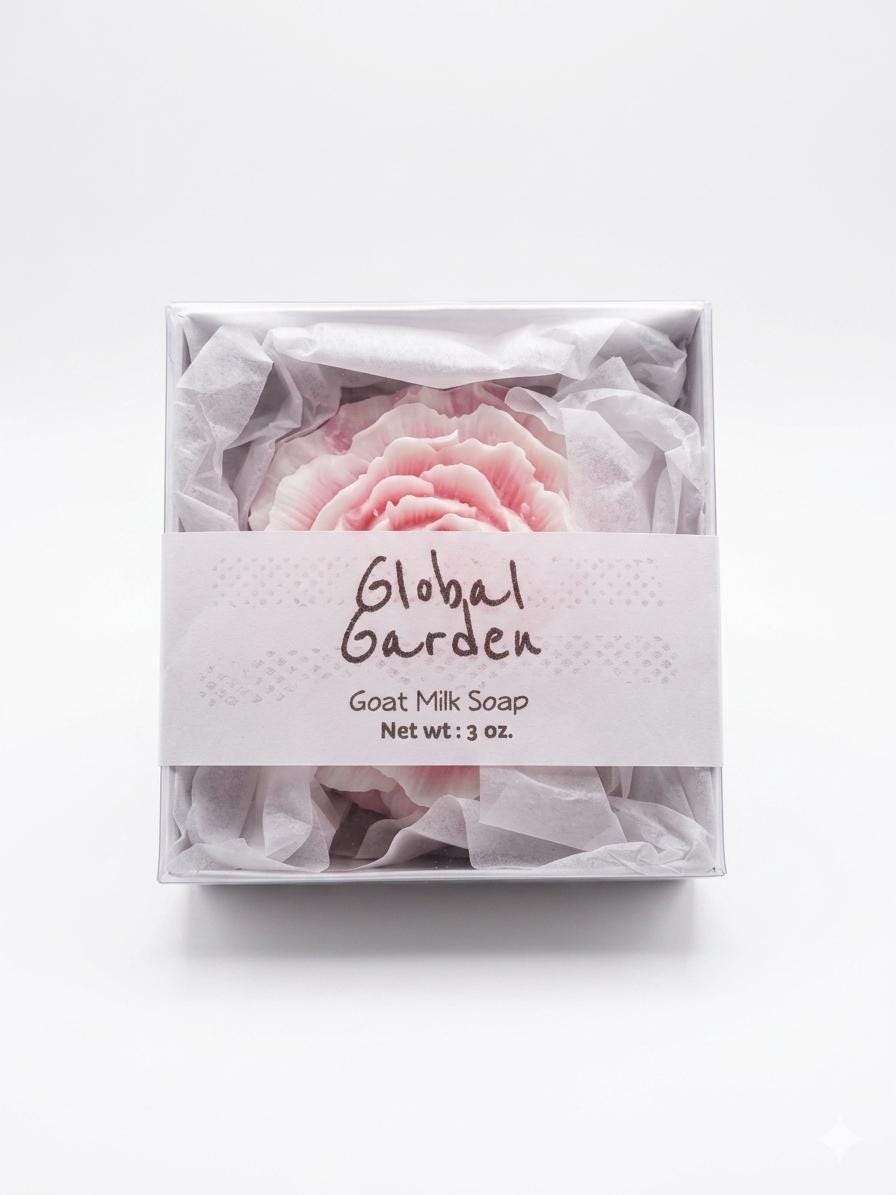 Goat Milk Soap Flower-Detergent Free Handmade Bar- Global Garden Scent
